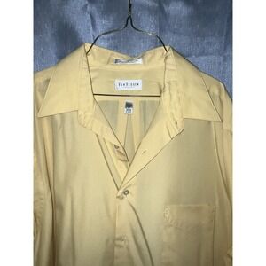 Men's Van Heusen Sz 17 (32/33) Yellow Long Sleeve Button Up Dress‎ Shirt